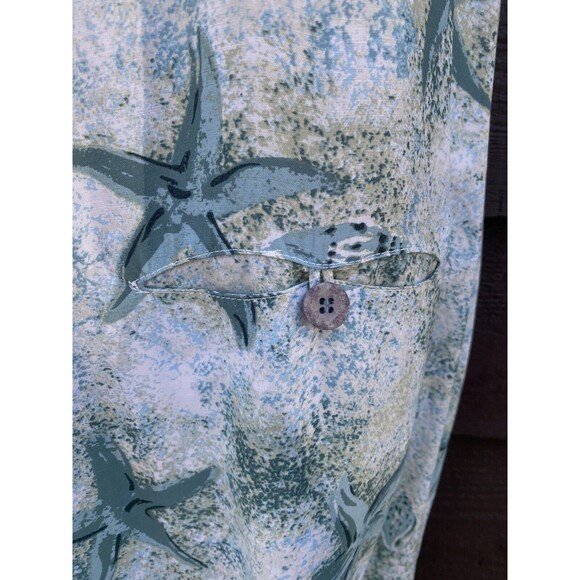 Vtg Sleeveless Maxi Dress Size S Small Square Neck Pocket Starfish Print Rayon - Picture 10 of 16